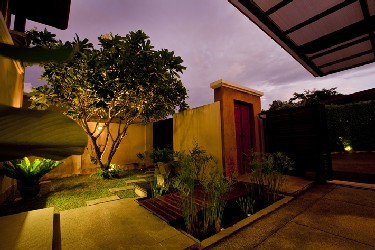 Front Garden with Fishpond, Welcome Gate and Carport